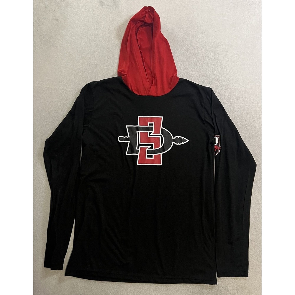 San Diego State Aztecs Hooded Shirt Adult Medium Black Red 100th Season Football